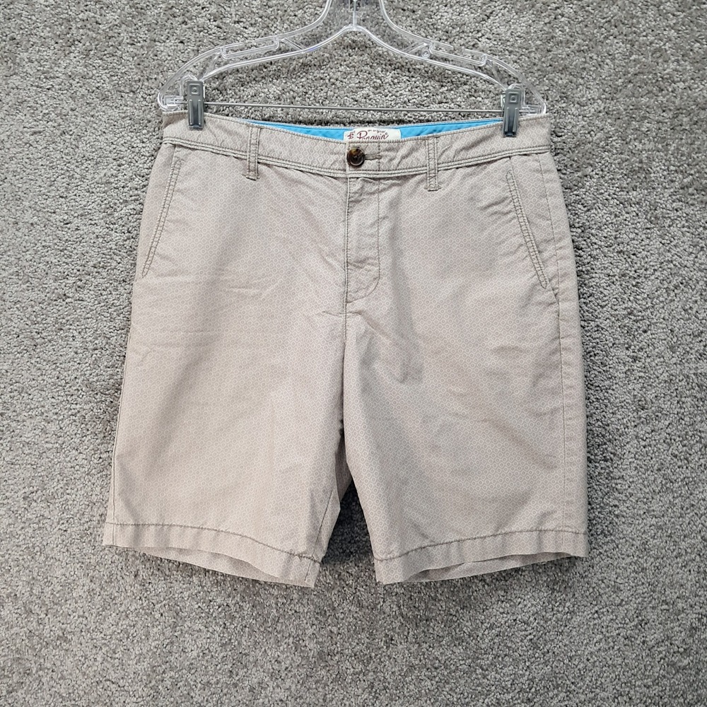 Original Penguin Mens Khaki Geometric Medallion Chino Shorts Tan Size 32